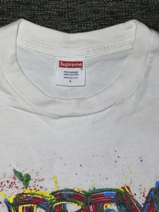 Supreme Paint Logo T-Shirt SS20 White Men’s L Made in USA - Picture 3 of 5